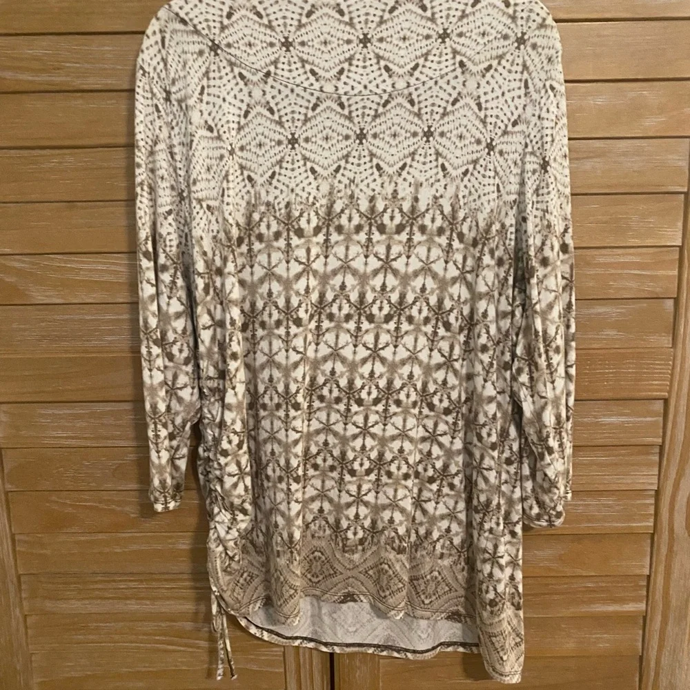 Ruby Rd. Beige and Brown Patterned Top - Picture 7 of 8